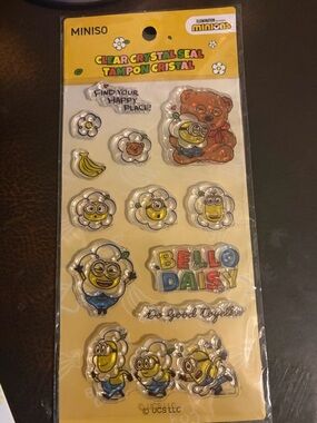 MINISO x Minions Clear Crystal Seal Sticker Sheet - Yellow